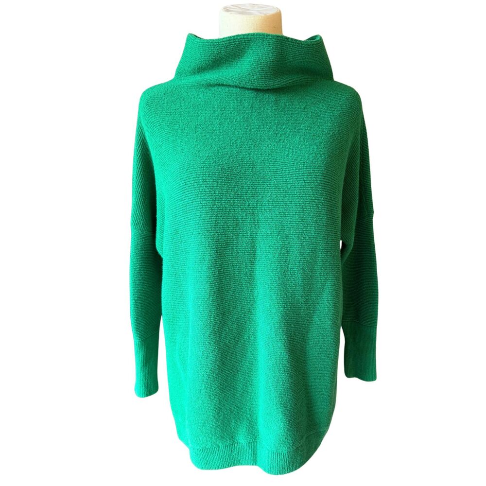 Free People Emerald Green Ottoman Slouchy Tunic Ribbed Mock Neck Sweater XS